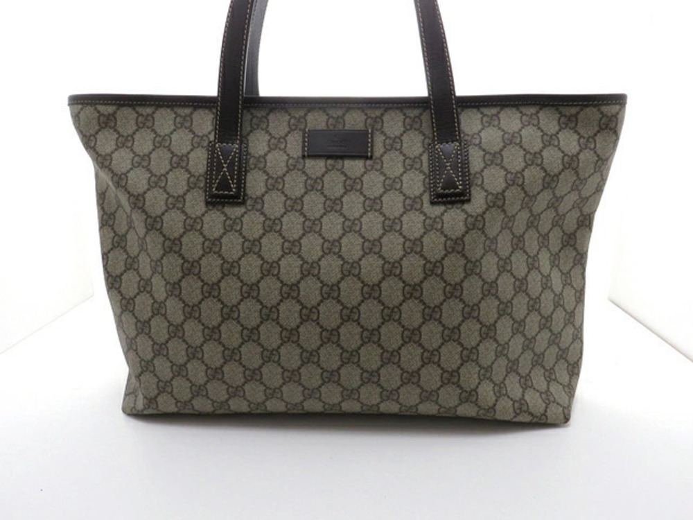 Gucci Shoulder Tote Bag GG Canvas Calfskin